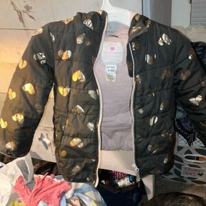 Carter's Black and gold heart puffer jacket